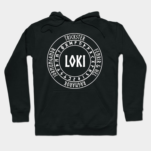 Loki Norse God with Runes Hoodie by AgemaApparel